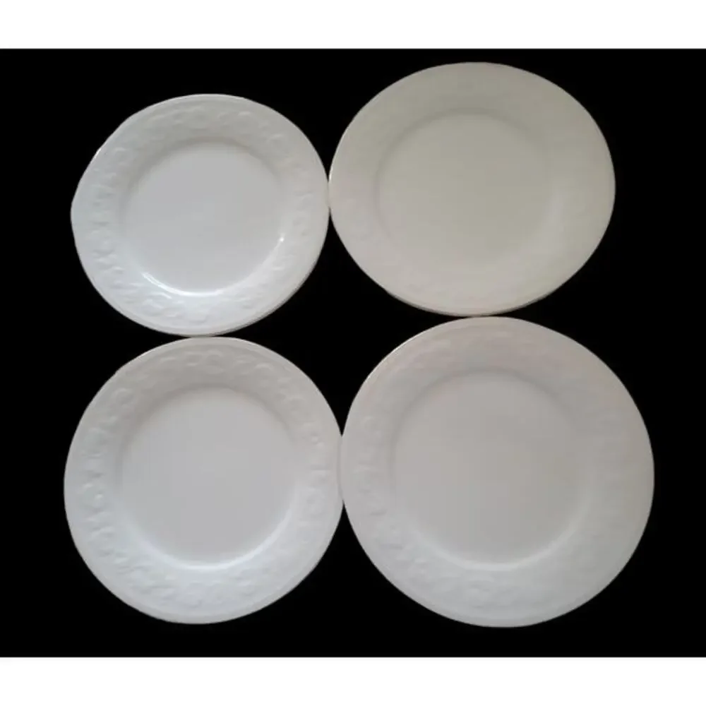 Farberware Calais 4173 Salad Plates White Embossed Designed Gold Trim‎ Set of 4